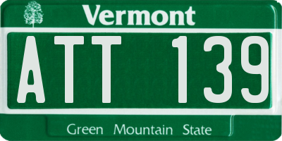 VT license plate ATT139