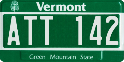 VT license plate ATT142