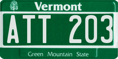 VT license plate ATT203