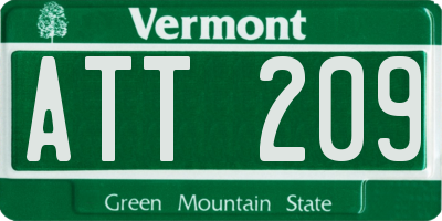 VT license plate ATT209