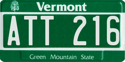 VT license plate ATT216