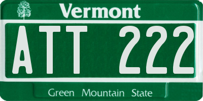 VT license plate ATT222