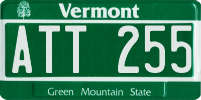 VT license plate ATT255