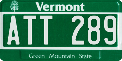 VT license plate ATT289