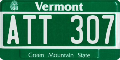 VT license plate ATT307