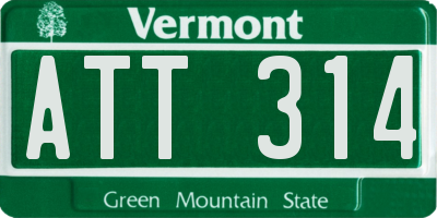VT license plate ATT314