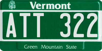 VT license plate ATT322