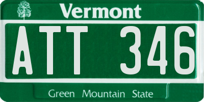 VT license plate ATT346