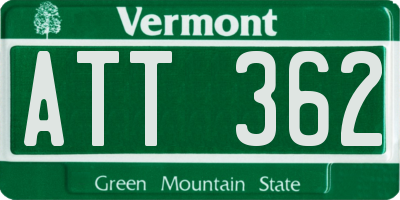 VT license plate ATT362