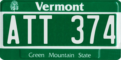 VT license plate ATT374
