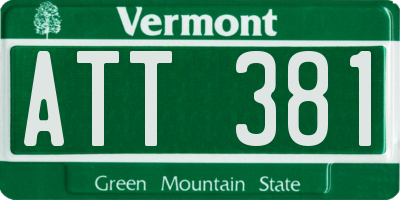 VT license plate ATT381