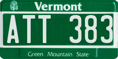 VT license plate ATT383