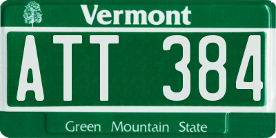 VT license plate ATT384