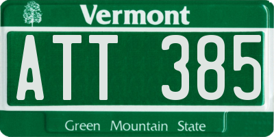 VT license plate ATT385