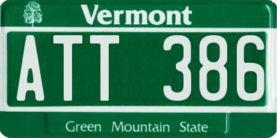 VT license plate ATT386