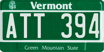 VT license plate ATT394