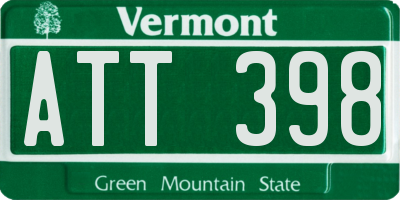 VT license plate ATT398