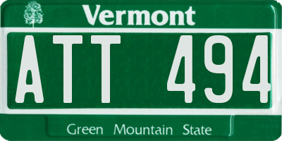 VT license plate ATT494