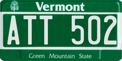 VT license plate ATT502