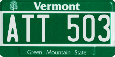 VT license plate ATT503