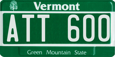VT license plate ATT600
