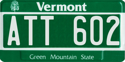 VT license plate ATT602