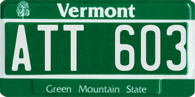 VT license plate ATT603