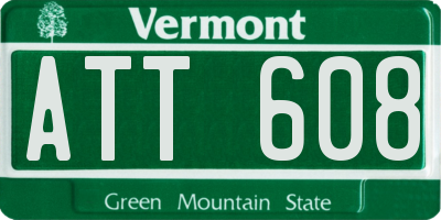 VT license plate ATT608
