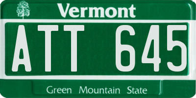 VT license plate ATT645