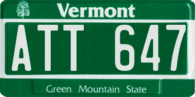 VT license plate ATT647