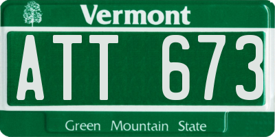VT license plate ATT673