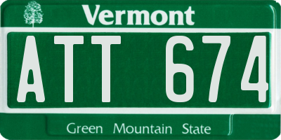 VT license plate ATT674