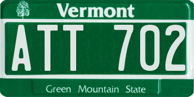 VT license plate ATT702