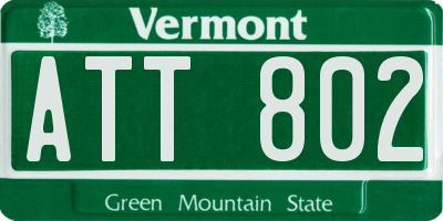 VT license plate ATT802