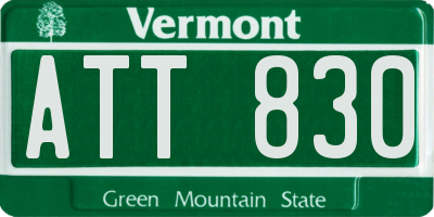 VT license plate ATT830