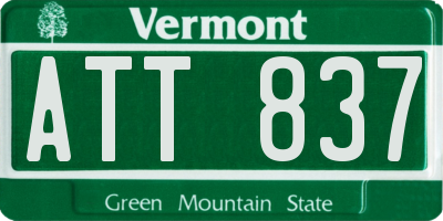 VT license plate ATT837