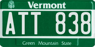 VT license plate ATT838
