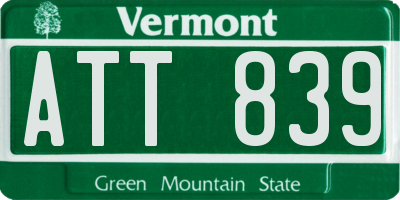 VT license plate ATT839