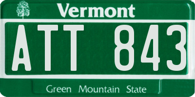 VT license plate ATT843