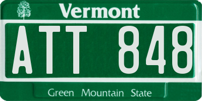 VT license plate ATT848