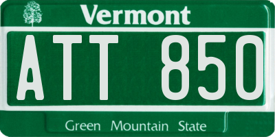 VT license plate ATT850