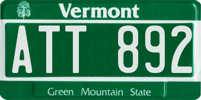 VT license plate ATT892