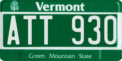 VT license plate ATT930