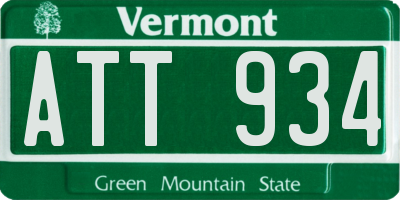 VT license plate ATT934