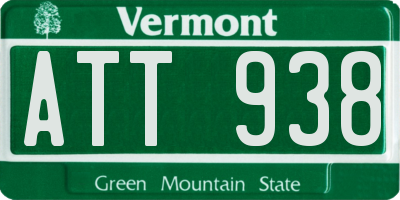 VT license plate ATT938