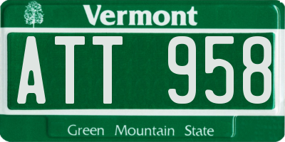 VT license plate ATT958