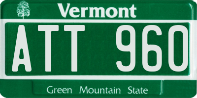VT license plate ATT960