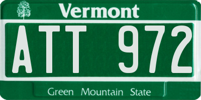 VT license plate ATT972