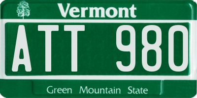 VT license plate ATT980