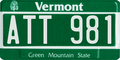 VT license plate ATT981